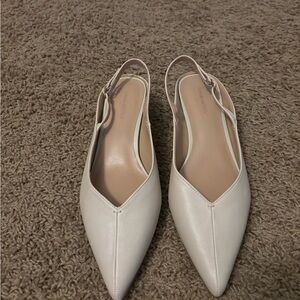 Banana Republic vegan leather slingback with kitten heel.